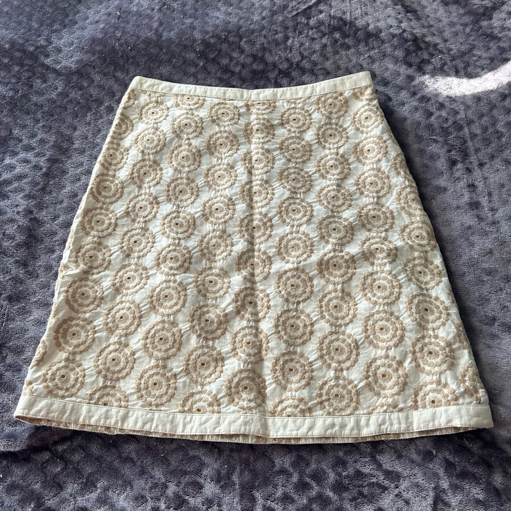 Boden Beige and Cream Patterned A-Line Skirt